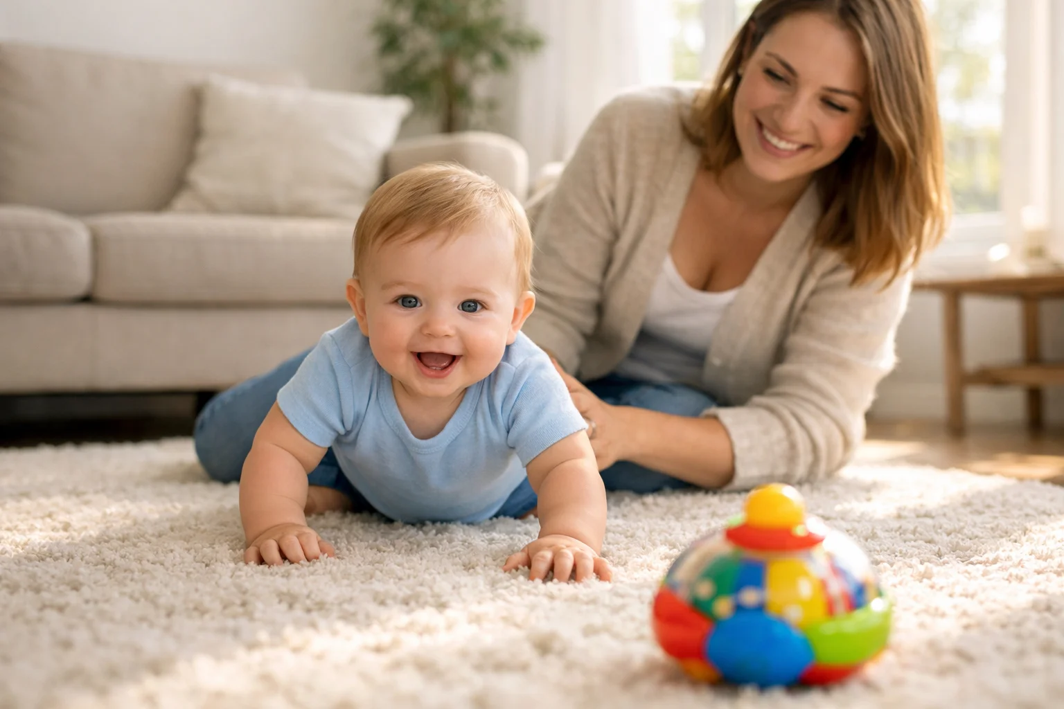 Как помочь ребёнку научиться ползать: упражнения и советы